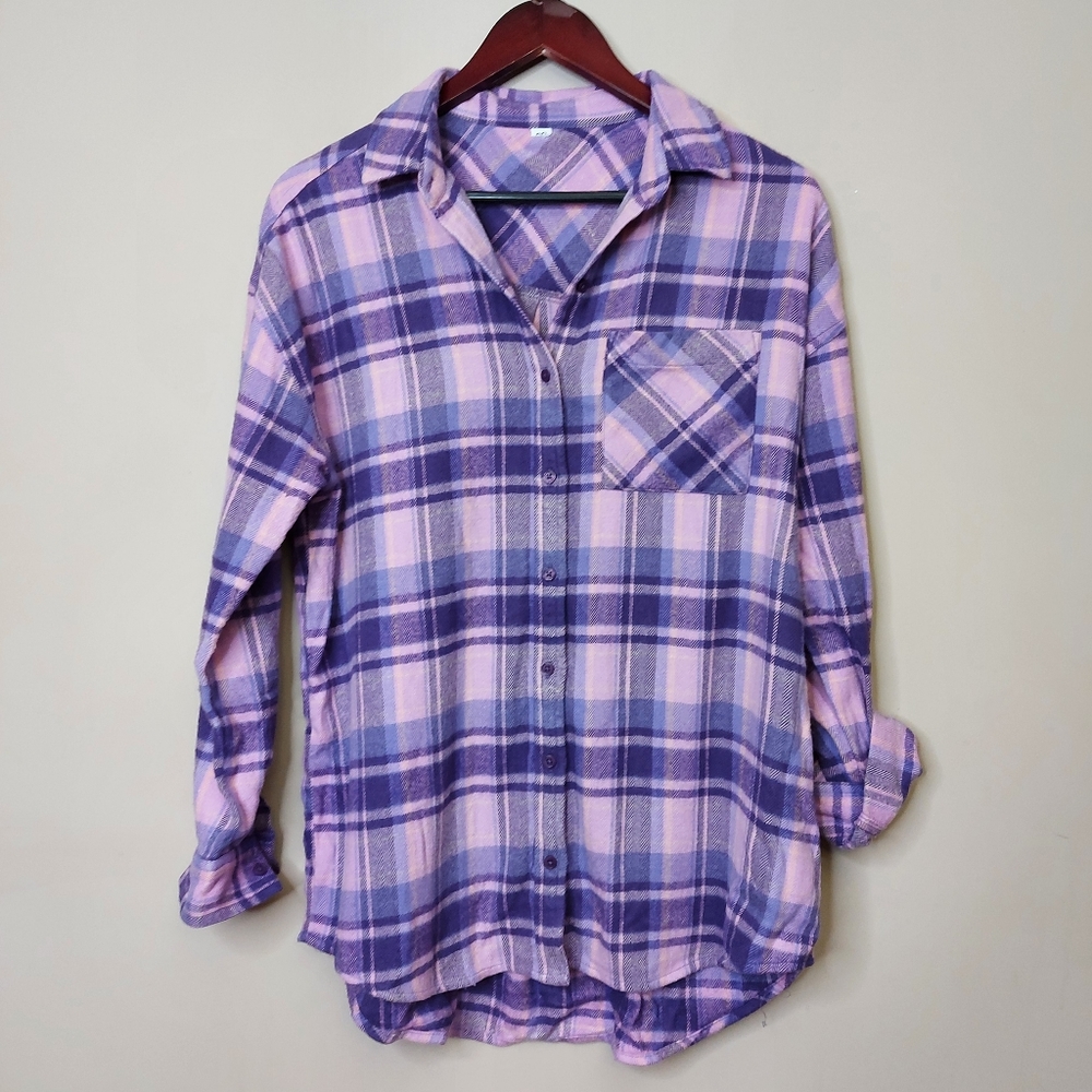 bp Boyfriend Plaid Button-Up Shirt